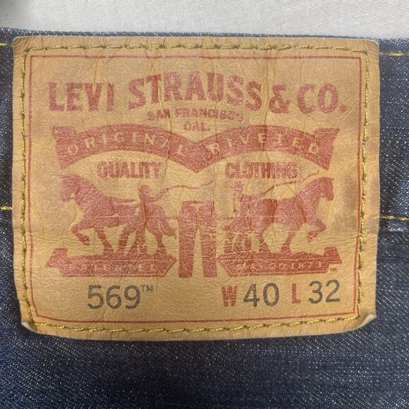 LEVI STRAUSS Jeans 569 Loose Fit Straight Leg 100% Cotton Denim Mens 40x32 Blue - Picture 3 of 10
